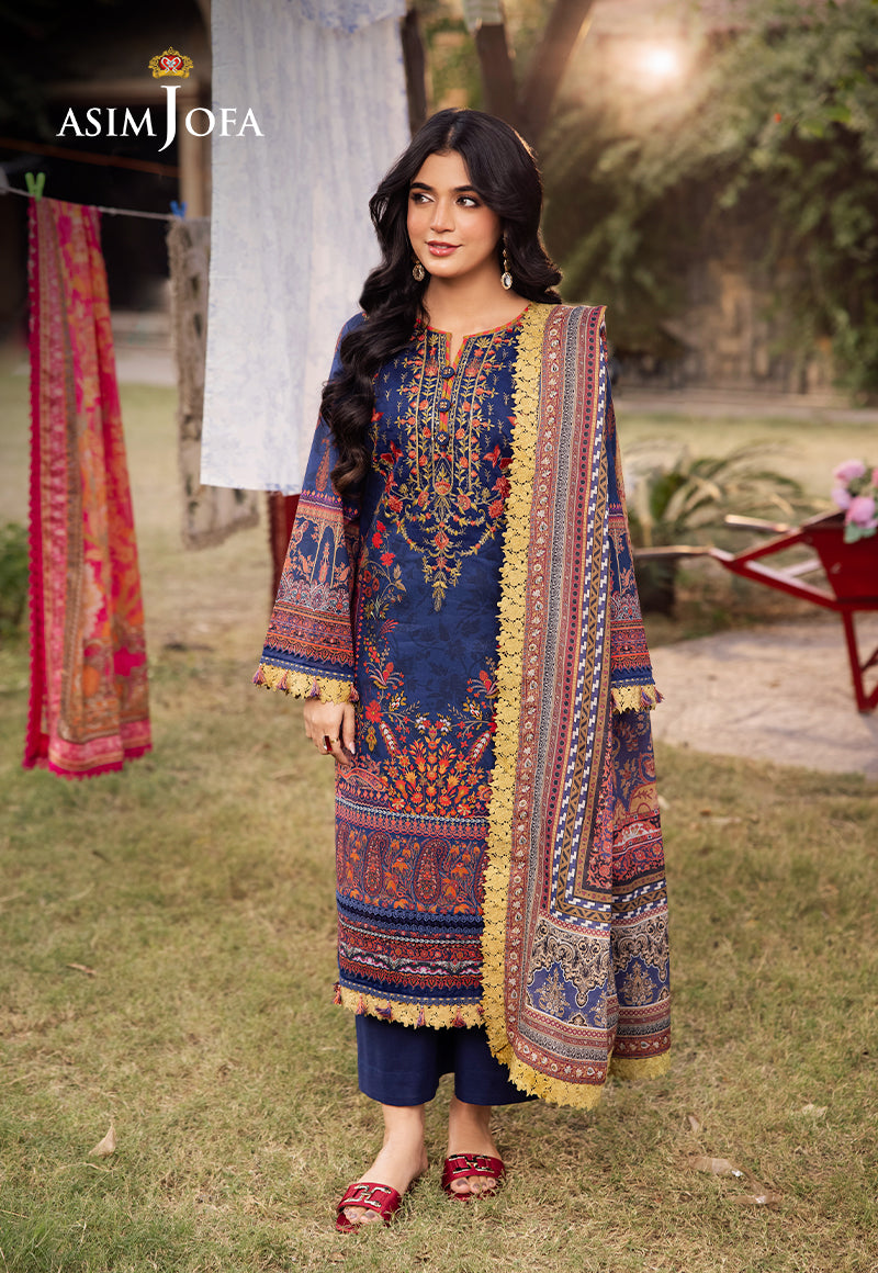 Asim Jofa 3 Piece Custom Stitched Suit - Blue - LB29459