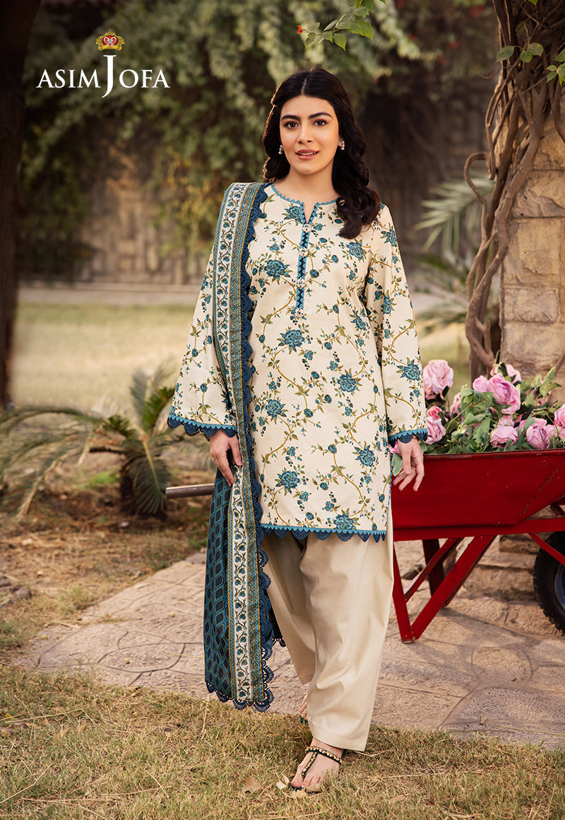 Asim Jofa 3 Piece Custom Stitched Suit - Beige - LB29466