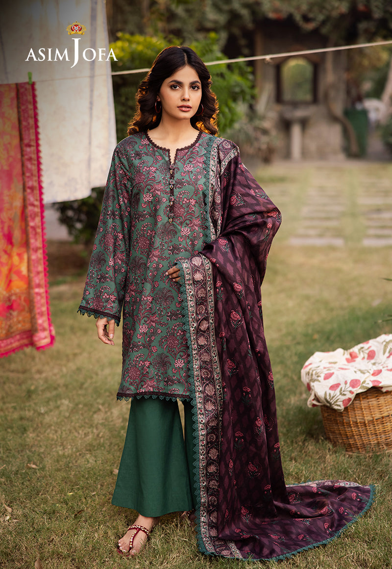 Asim Jofa 3 Piece Custom Stitched Suit - Green - LB29533