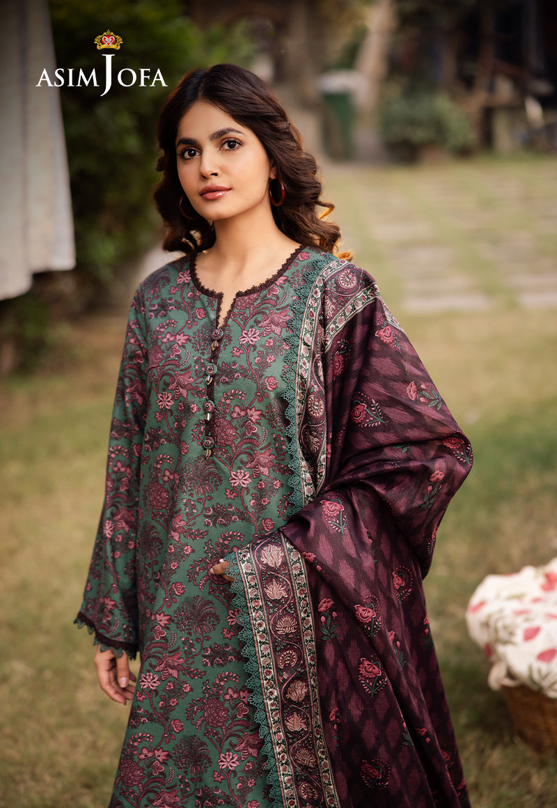 Asim Jofa 3 Piece Custom Stitched Suit - Green - LB29533