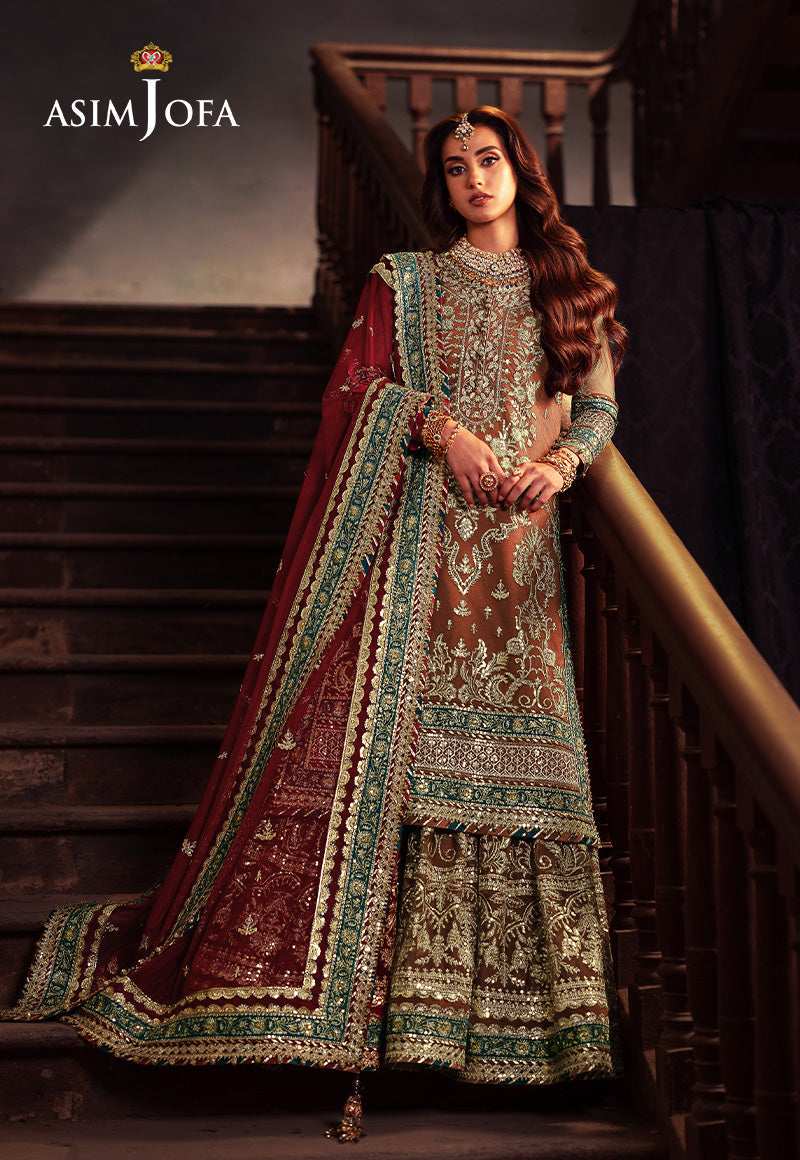 Libasco Asim Jofa 3 Piece Custom Stitched Suit - Orange - LB288254