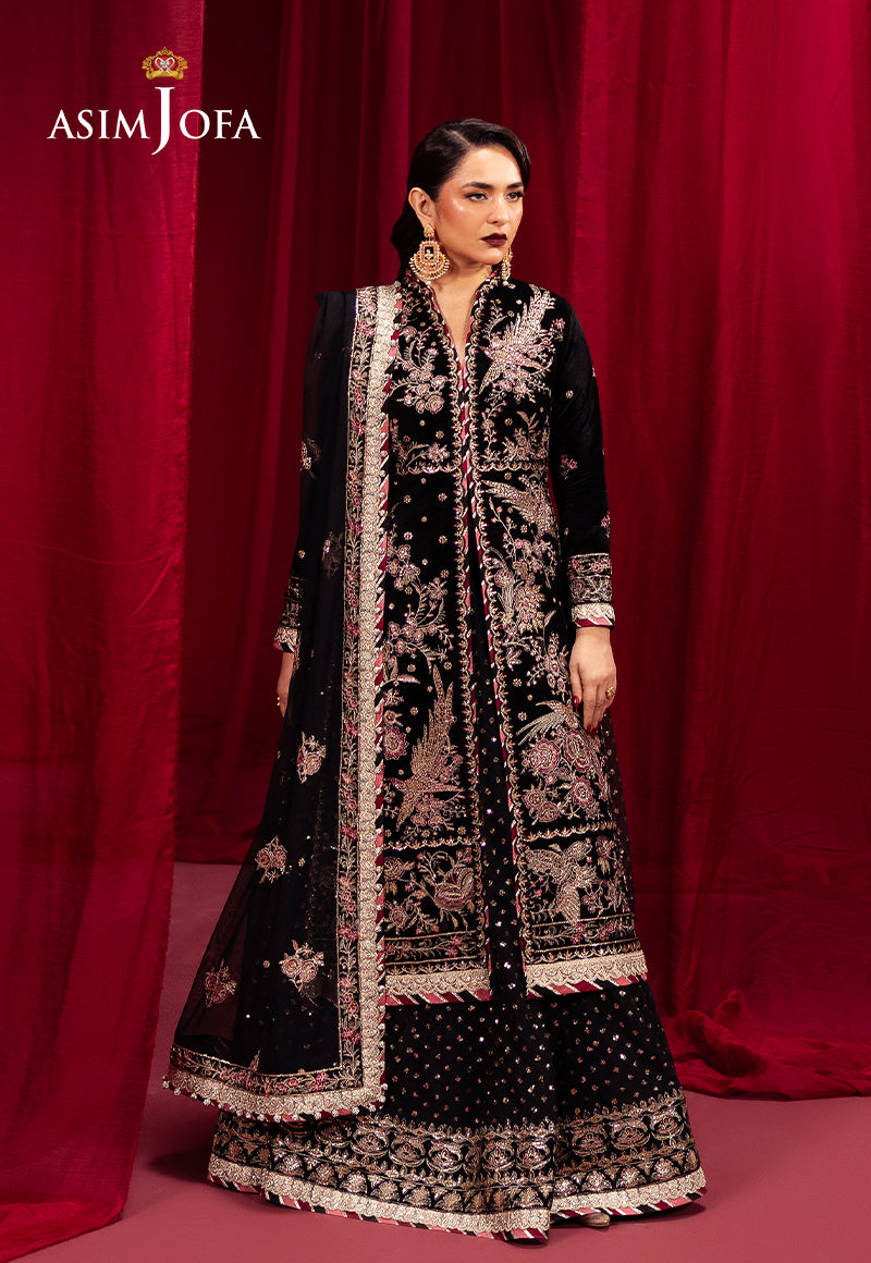 Asim Jofa 3 Piece Custom Stitched Suit - Black - LB289111