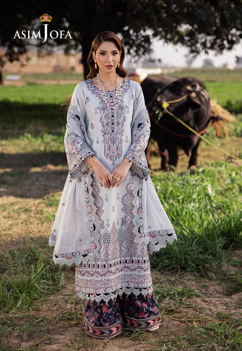 Asim Jofa 3 Piece Custom Stitched Suit - Blue - LB29978