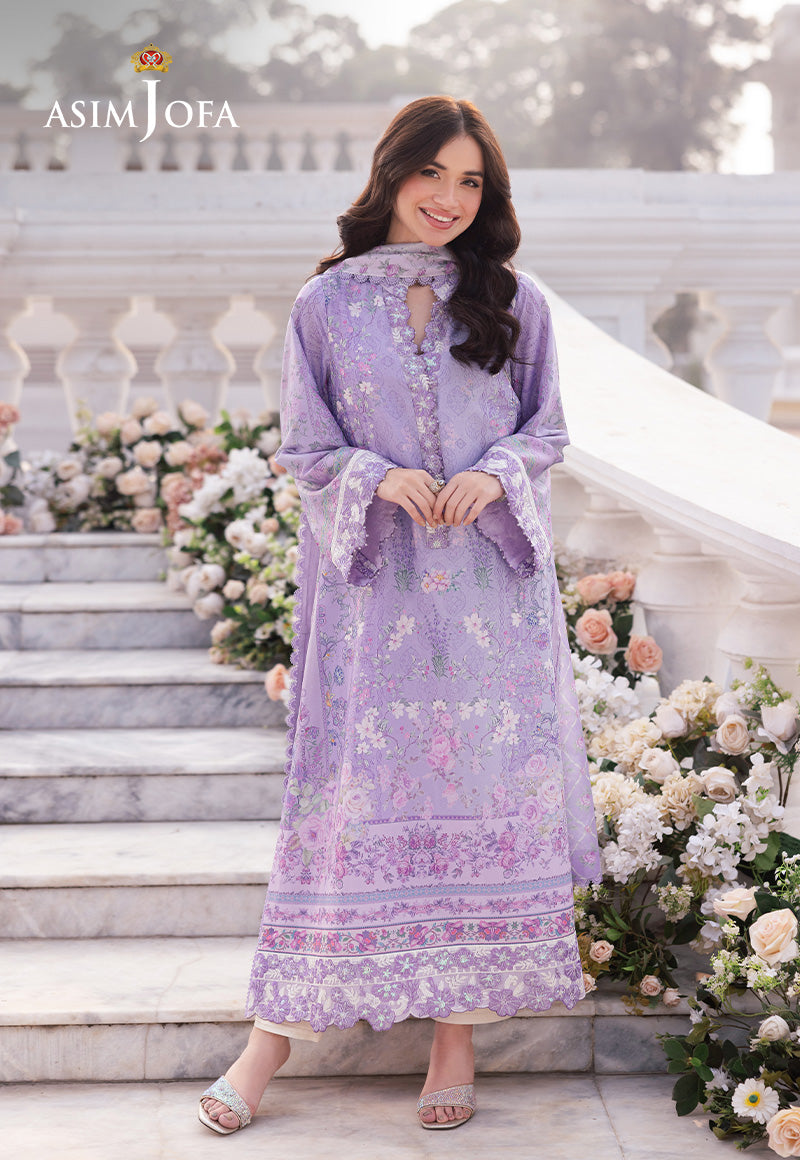 Asim Jofa 3 Piece Custom Stitched Suit - Purple - LB29065