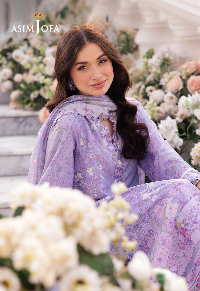 Asim Jofa 3 Piece Custom Stitched Suit - Purple - LB29065