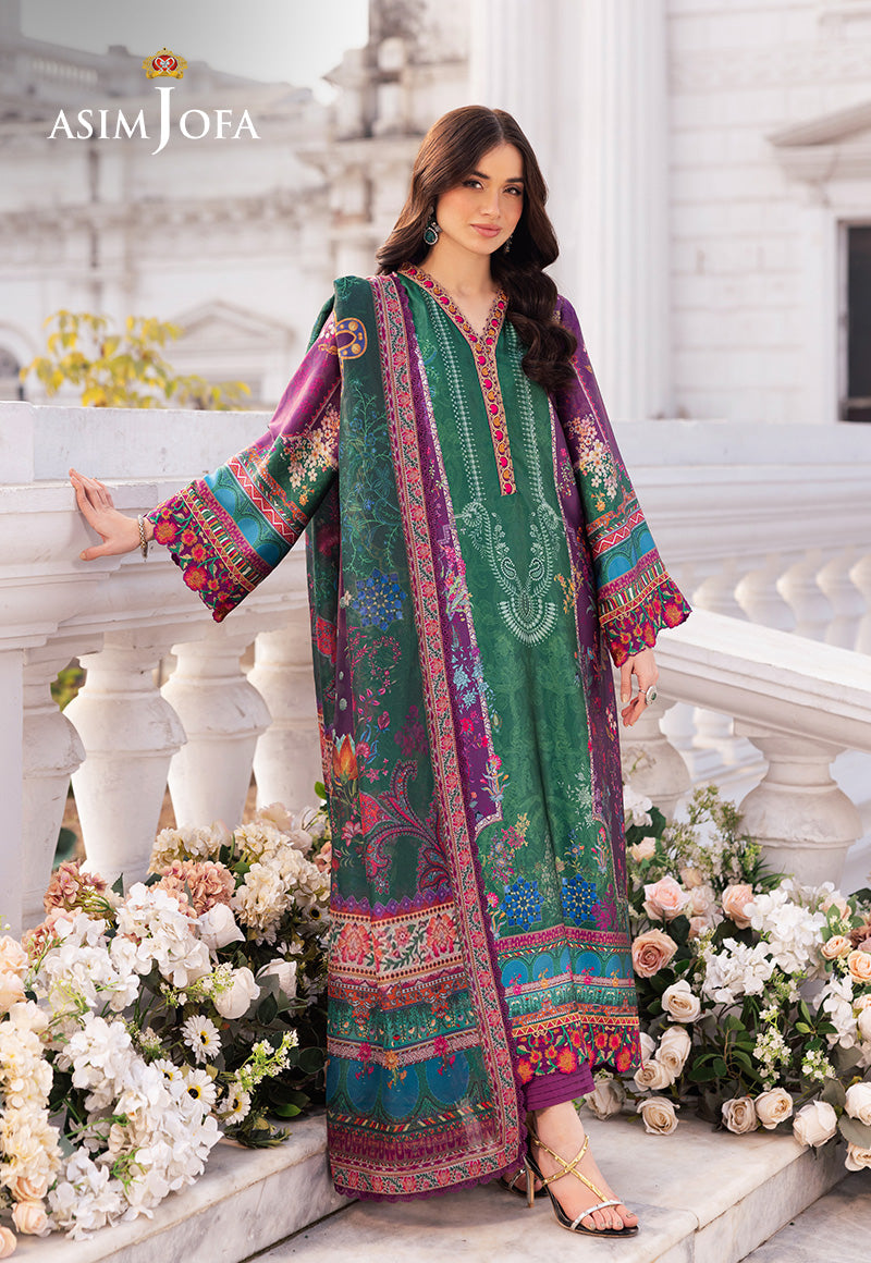 Asim Jofa 3 Piece Custom Stitched Suit - Purple - LB29064