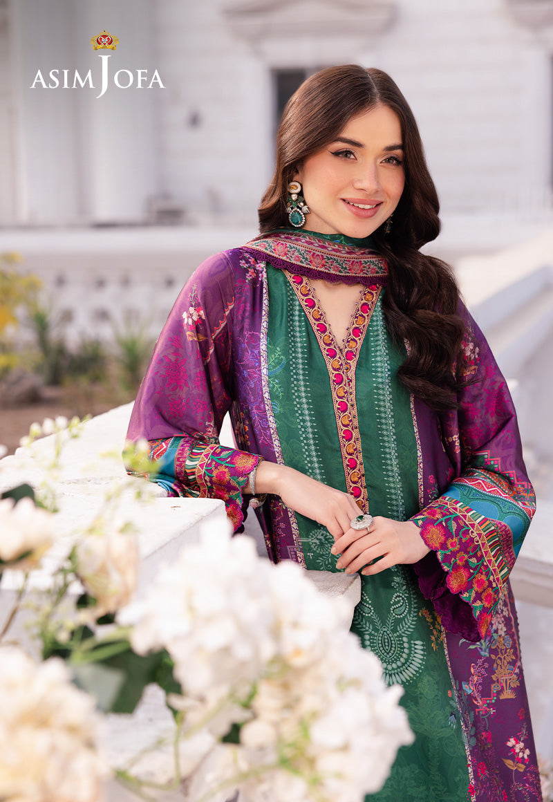 Asim Jofa 3 Piece Custom Stitched Suit - Purple - LB29064