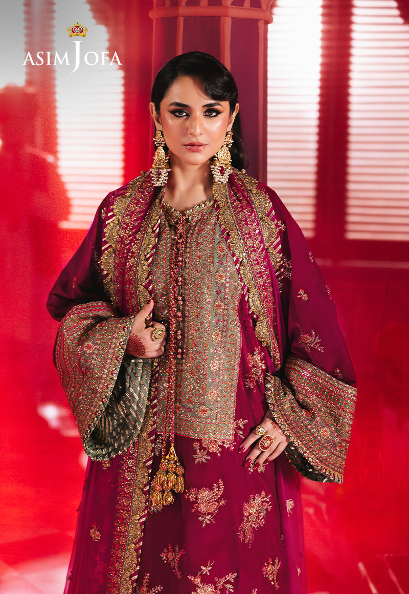 Asim Jofa 3 Piece Custom Stitched Suit - Purple - LB289118