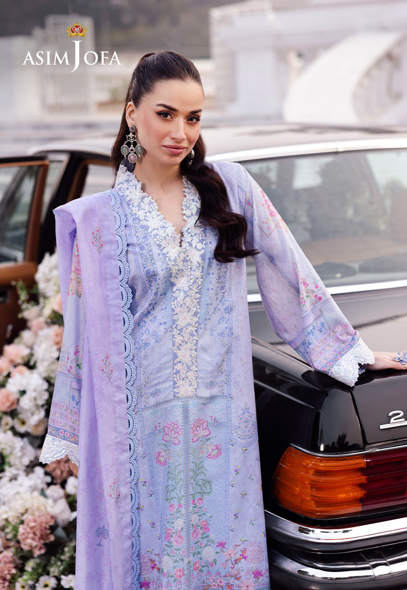 Asim Jofa 3 Piece Custom Stitched Suit - Blue - LB29058