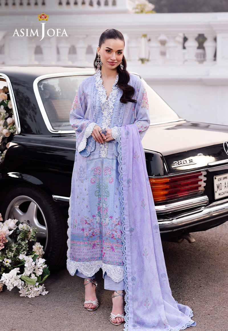 Asim Jofa 3 Piece Custom Stitched Suit - Blue - LB29058