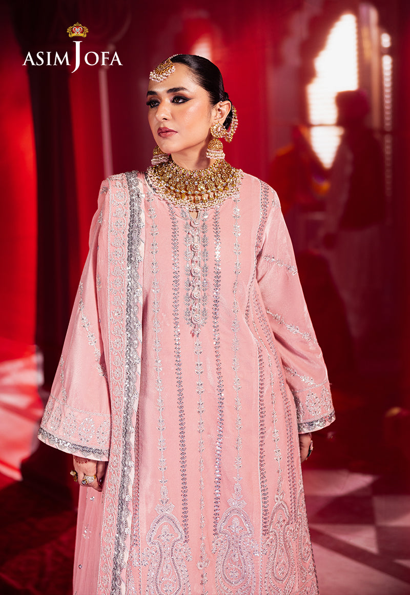 Asim Jofa 3 Piece Custom Stitched Suit - Pink - LB289115