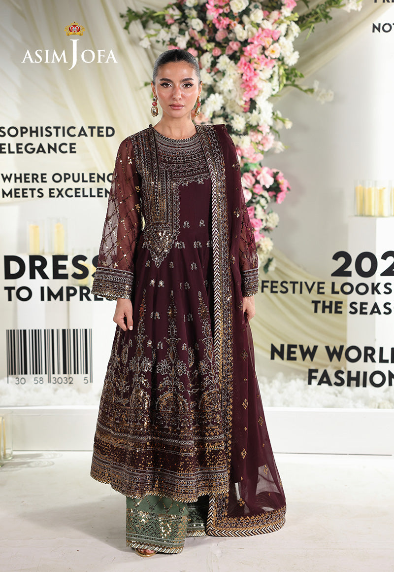 Asim Jofa 3 Piece Custom Stitched Suit - Purple - LB30508