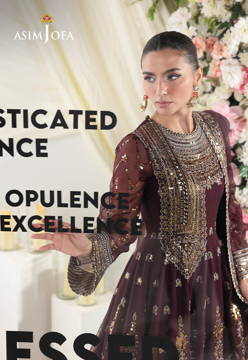 Asim Jofa 3 Piece Custom Stitched Suit - Purple - LB30508