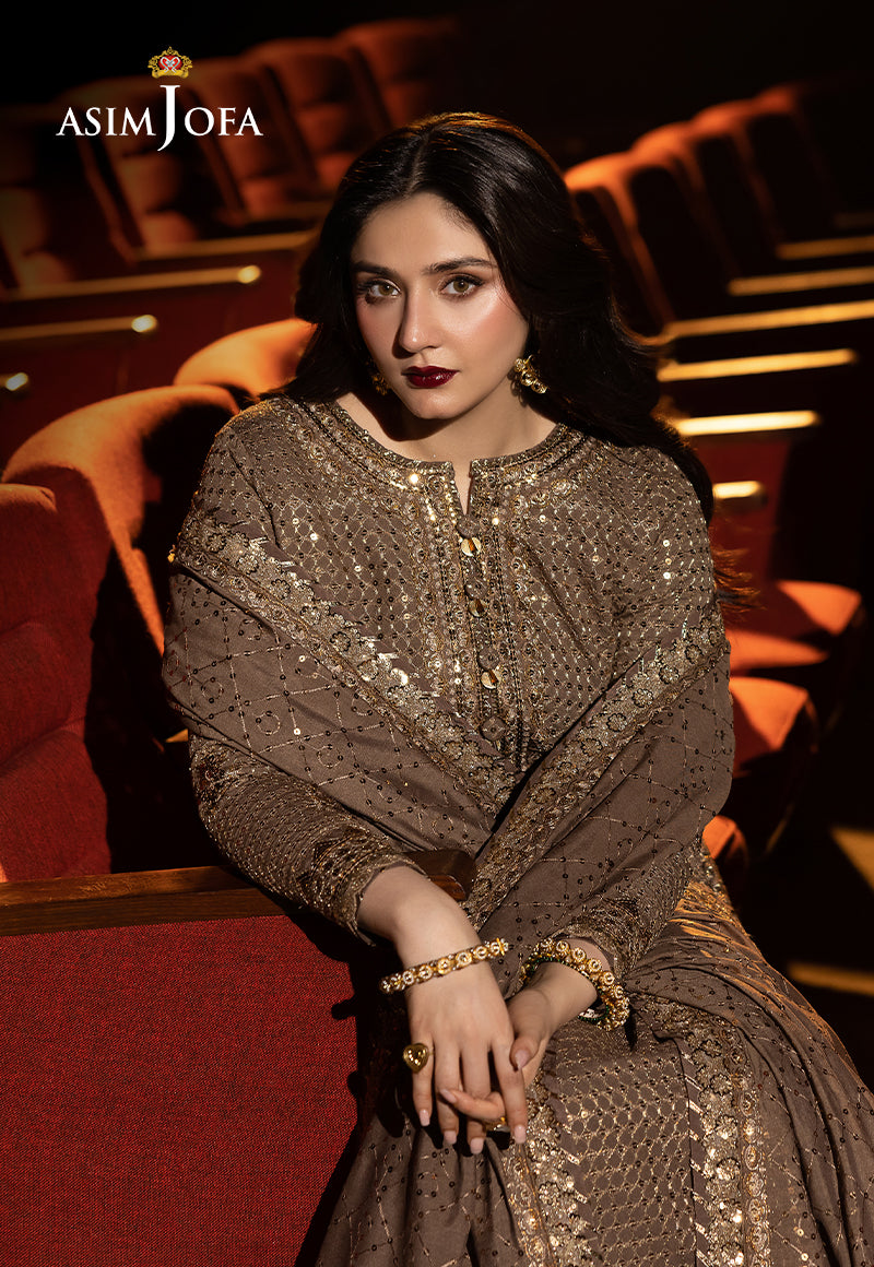 Asim Jofa 3 Piece Custom Stitched Suit - Brown - LB30238