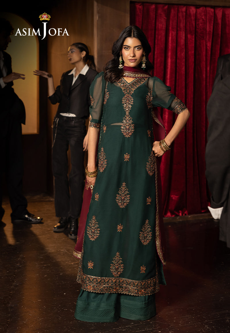 Asim Jofa 3 Piece Custom Stitched Suit - Green - LB30240