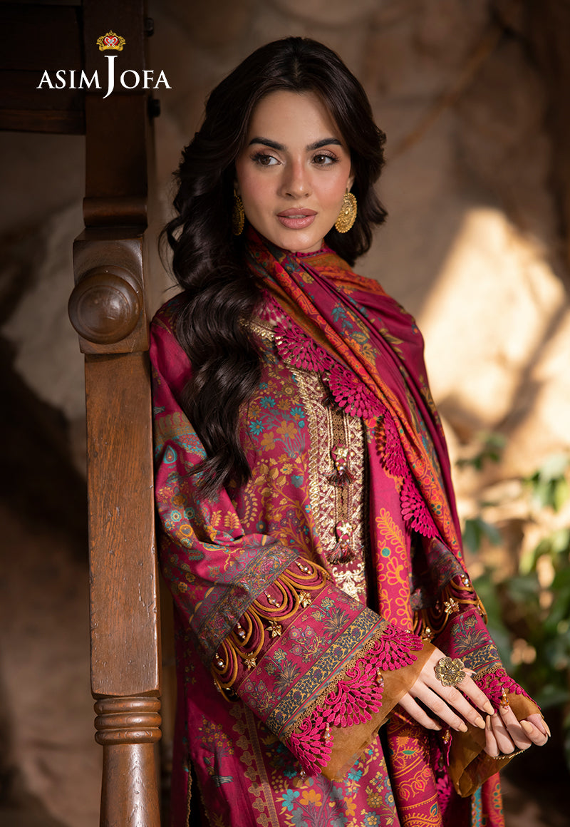 Asim Jofa 3 Piece Custom Stitched Suit - Pink - LB289007