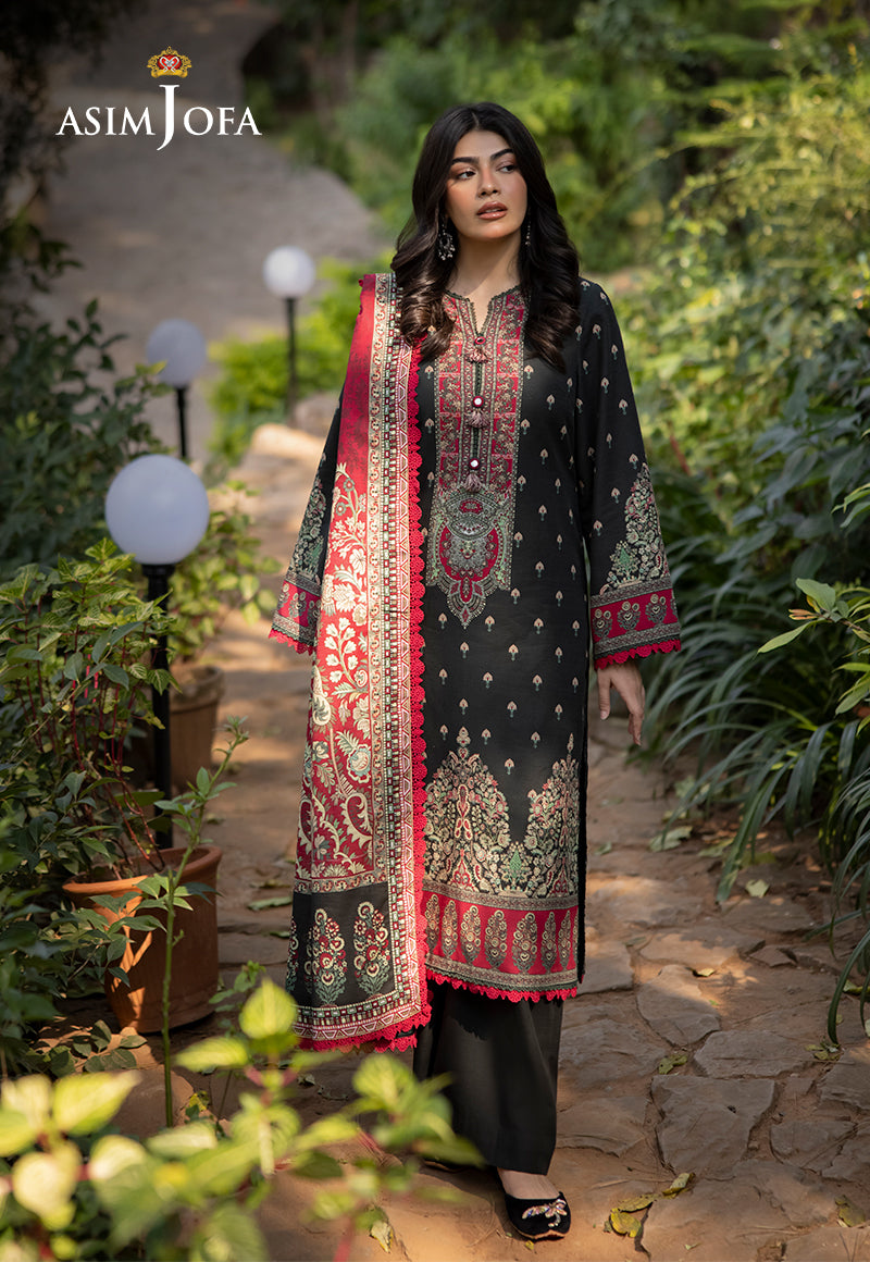 Asim Jofa 3 Piece Custom Stitched Suit - Black - LB289021