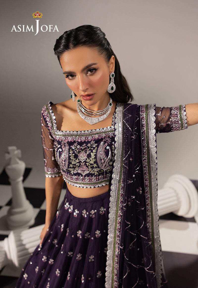 Asim Jofa 3 Piece Custom Stitched Suit - Purple - LB30487