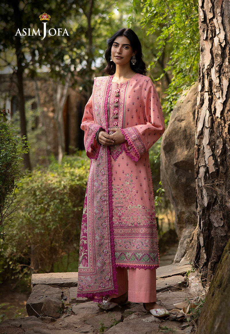 Asim Jofa 3 Piece Custom Stitched Suit - Pink - LB289016