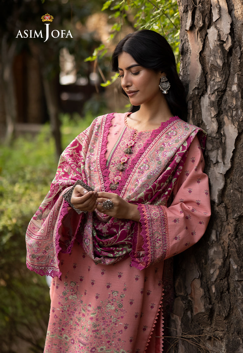 Asim Jofa 3 Piece Custom Stitched Suit - Pink - LB289016