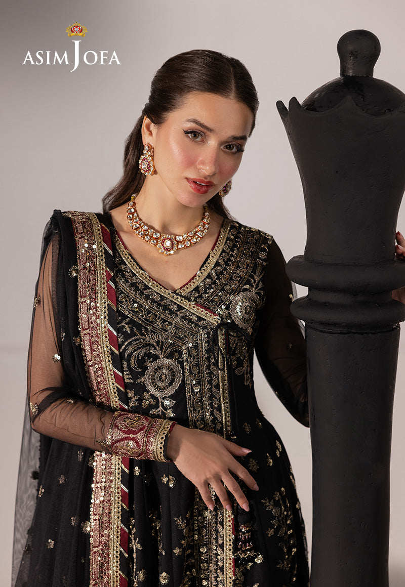 Asim Jofa 3 Piece Custom Stitched Suit - Black - LB30490