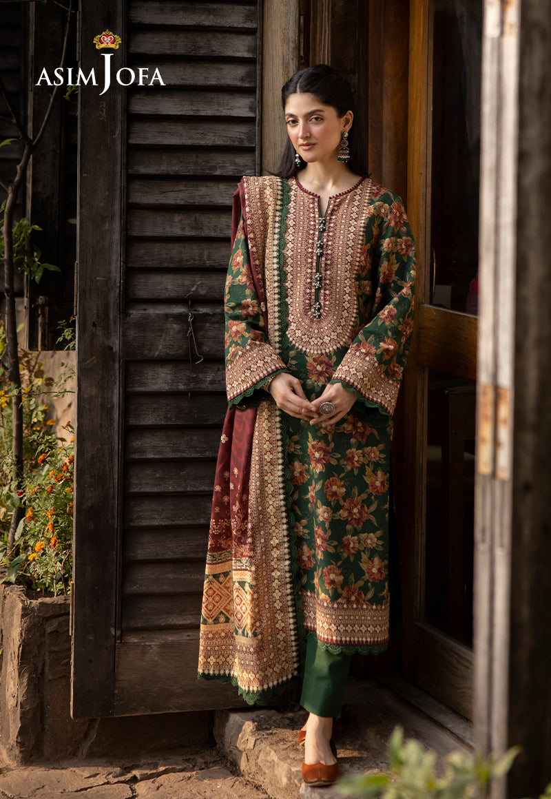 Asim Jofa 3 Piece Custom Stitched Suit - Green - LB289003