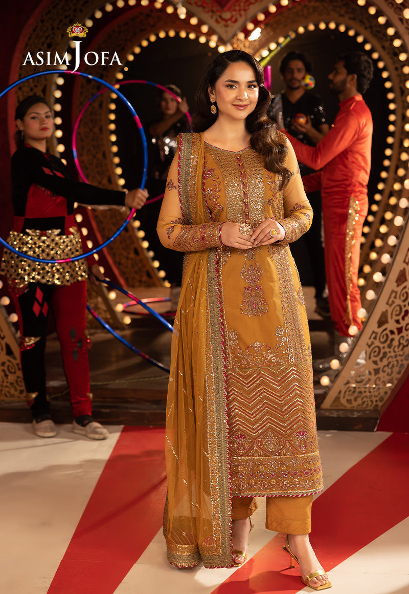 Asim Jofa 3 Piece Custom Stitched Suit - Rust - LB30360