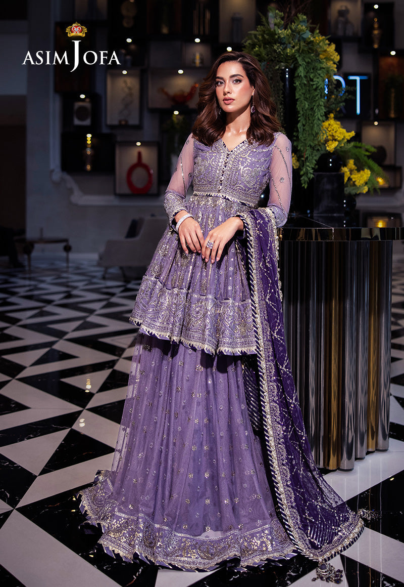 Asim Jofa 3 Piece Custom Stitched Suit - Purple - LB289179