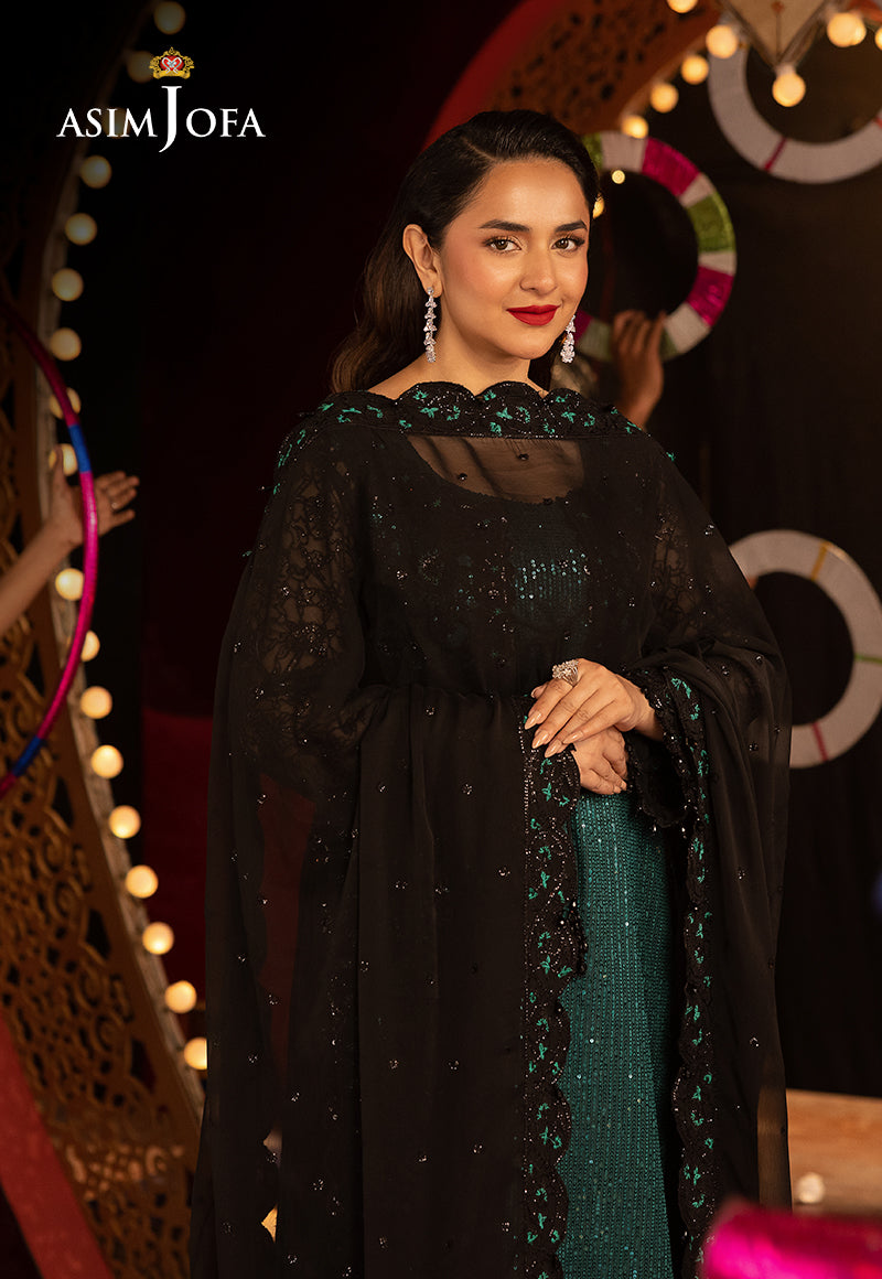 Asim Jofa 3 Piece Custom Stitched Suit - Green - LB30248