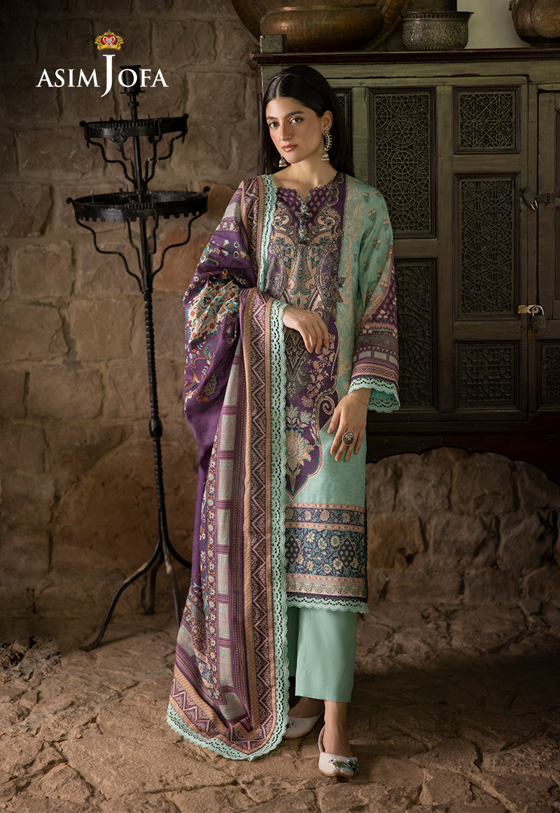 Asim Jofa 3 Piece Custom Stitched Suit - Green - LB289020