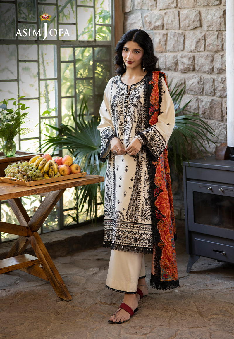 Asim Jofa 3 Piece Custom Stitched Suit - Beige - LB289017