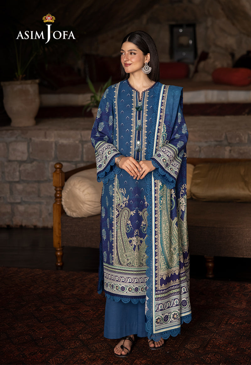 Asim Jofa 3 Piece Custom Stitched Suit - Blue - LB289023