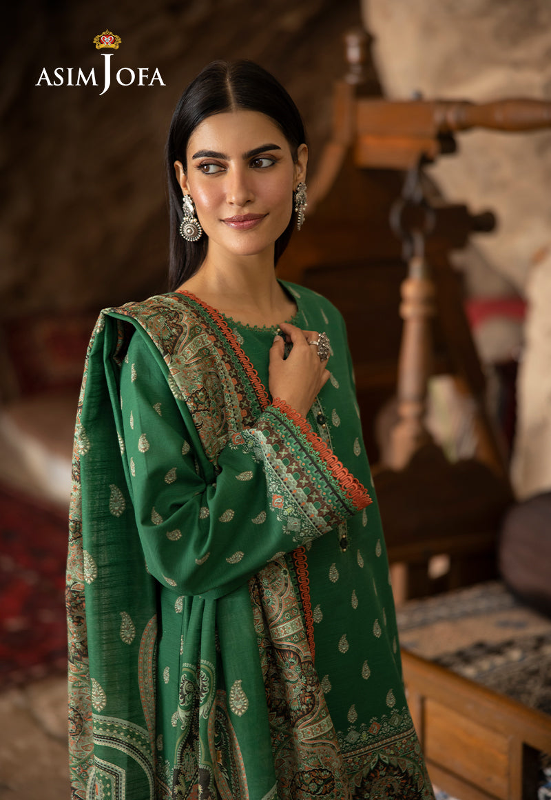 Asim Jofa 3 Piece Custom Stitched Suit - Green - LB289024