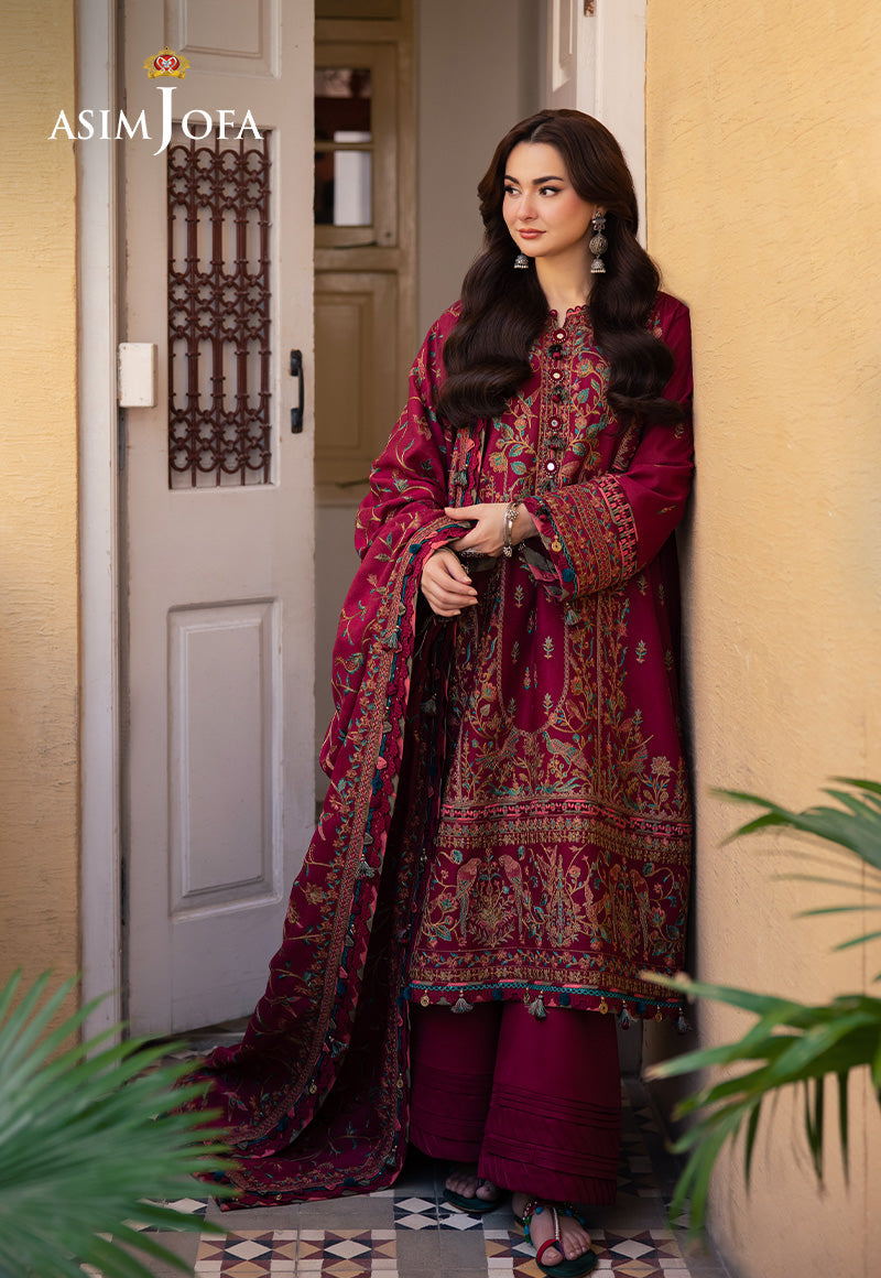 Asim Jofa 3 Piece Custom Stitched Suit - Red - LB288955