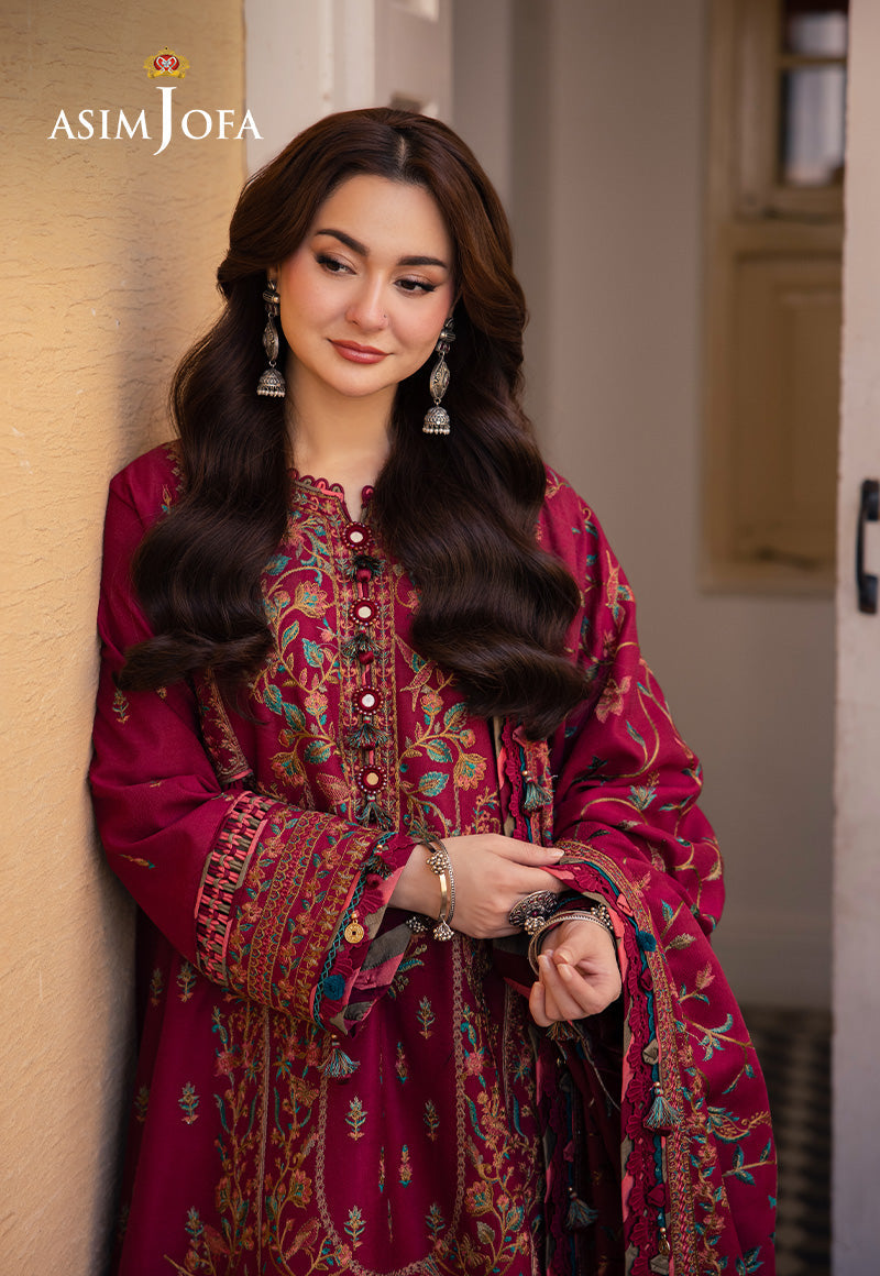 Asim Jofa 3 Piece Custom Stitched Suit - Red - LB288955