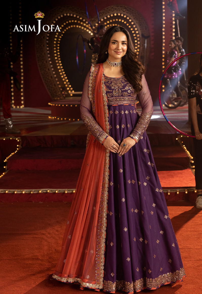 Asim Jofa 3 Piece Custom Stitched Suit - Purple - LB30239