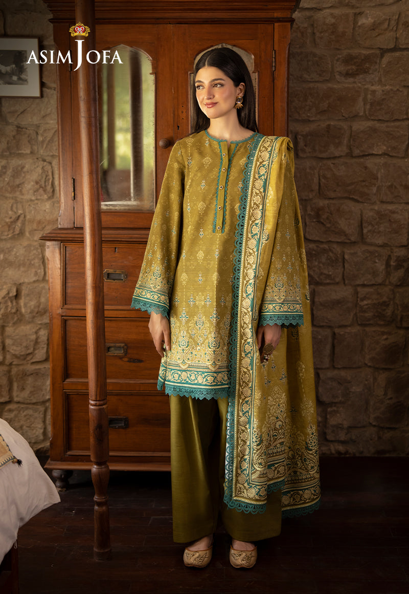 Asim Jofa 3 Piece Custom Stitched Suit - Green - LB289012