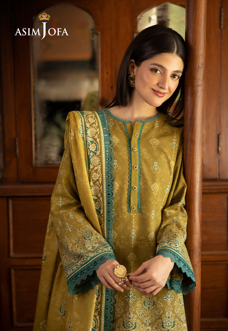 Asim Jofa 3 Piece Custom Stitched Suit - Green - LB289012