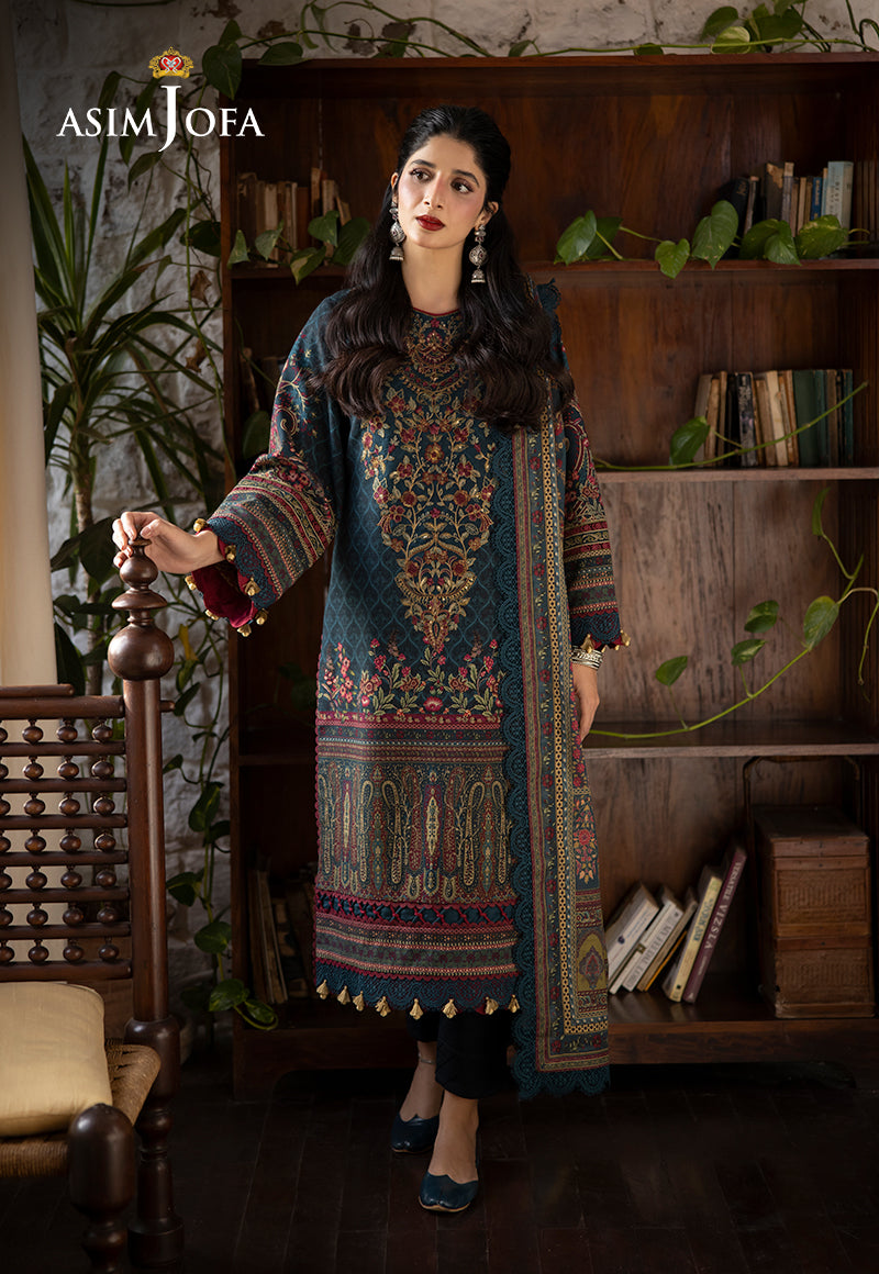 Asim Jofa 3 Piece Custom Stitched Suit - Blue - LB289006