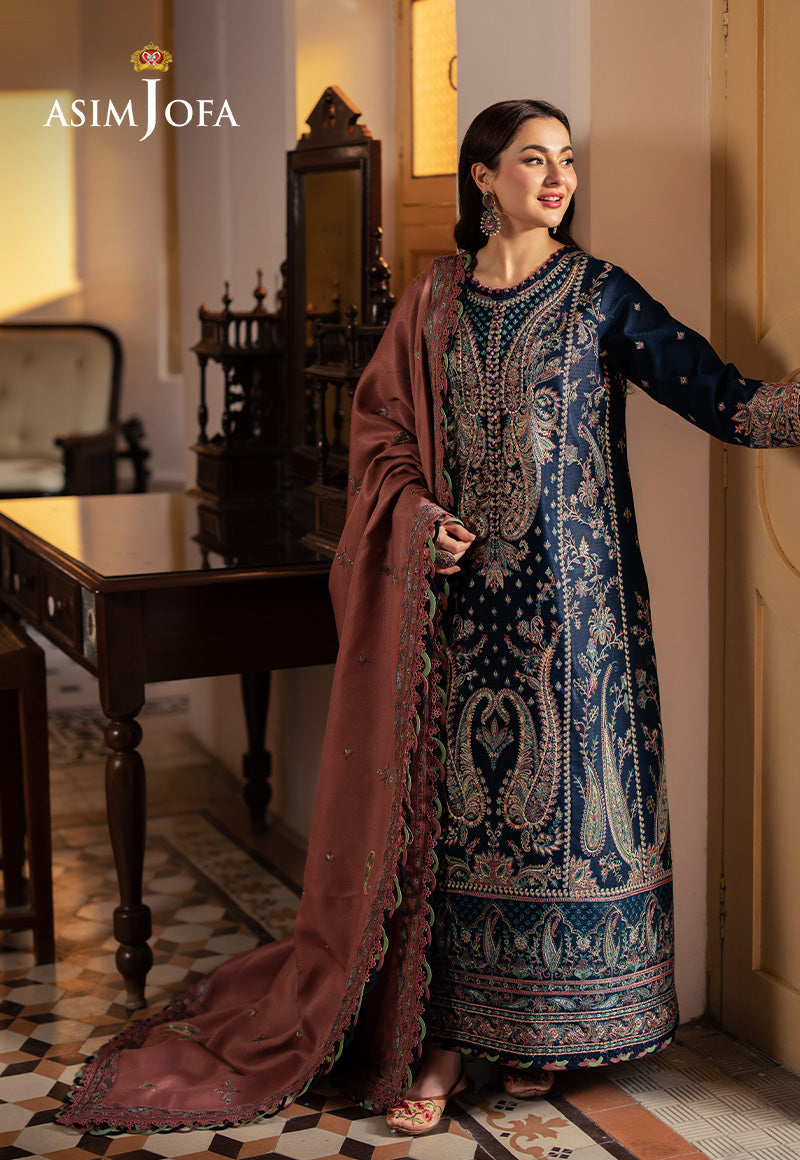 Asim Jofa 3 Piece Custom Stitched Suit - Blue - LB288956