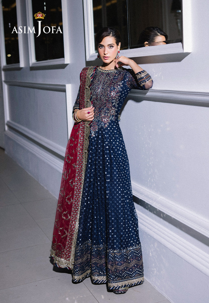 Asim Jofa 3 Piece Custom Stitched Suit - Blue - LB289175