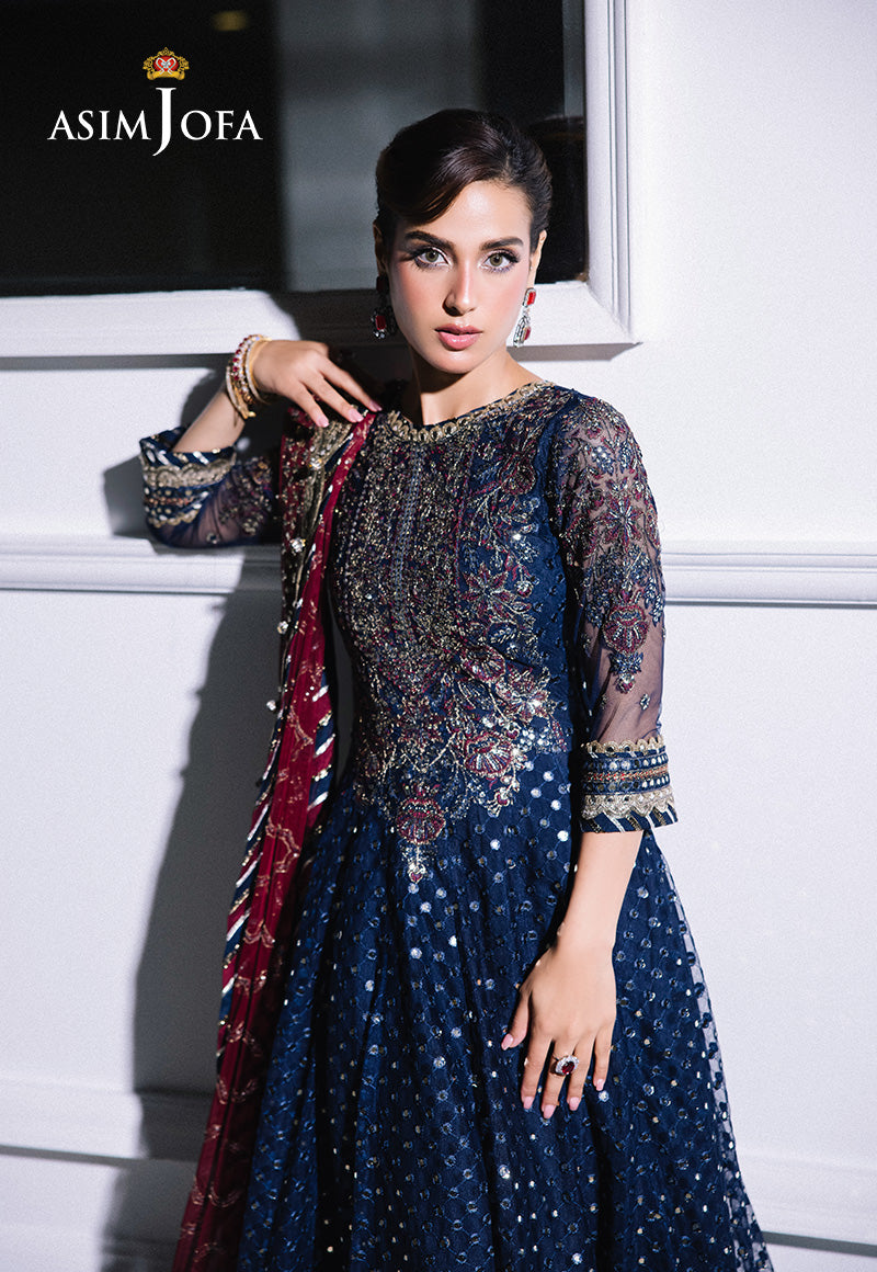 Asim Jofa 3 Piece Custom Stitched Suit - Blue - LB289175