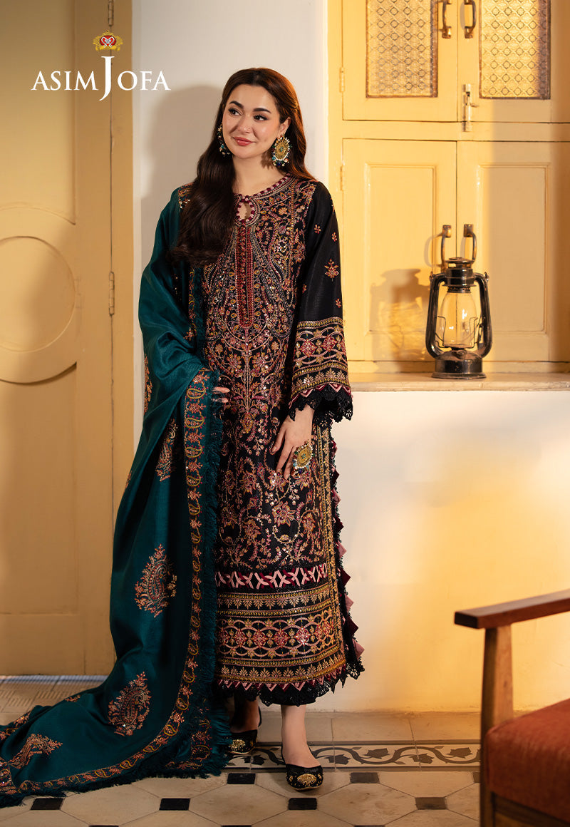 Asim Jofa 3 Piece Custom Stitched Suit - Black - LB288957