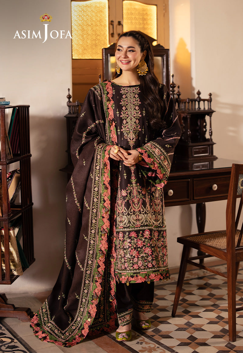 Asim Jofa 3 Piece Custom Stitched Suit - Brown - LB288954