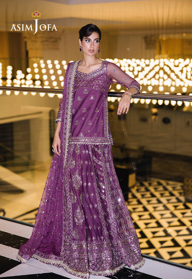 Asim Jofa 3 Piece Custom Stitched Suit - Purple - LB289171