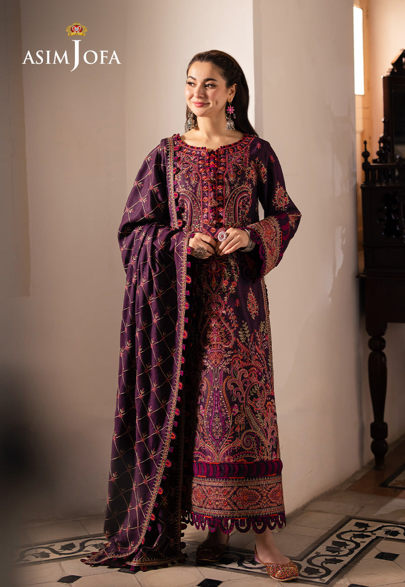 Asim Jofa 3 Piece Custom Stitched Suit - Purple - LB288952