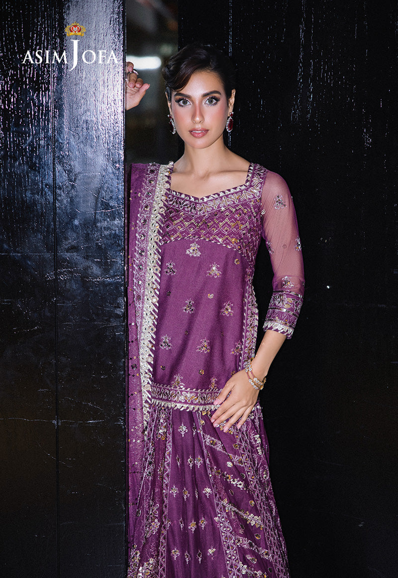 Asim Jofa 3 Piece Custom Stitched Suit - Purple - LB289171