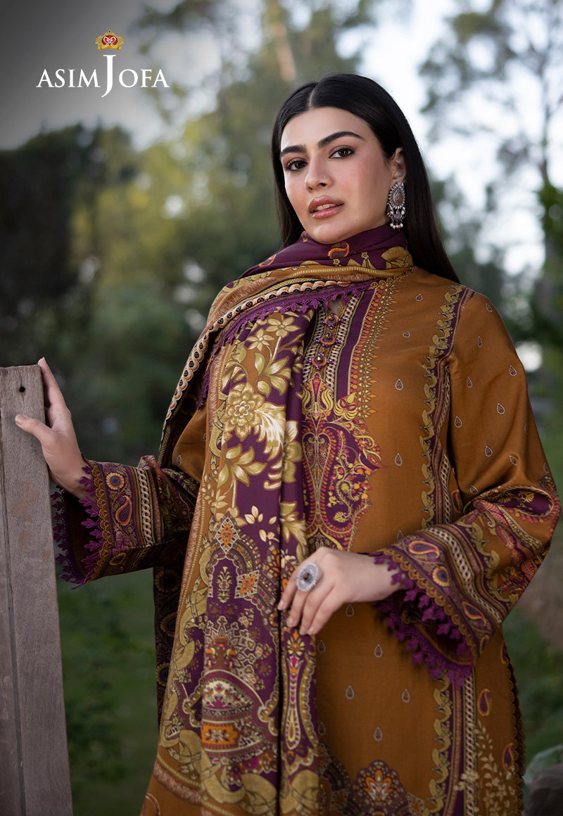 Asim Jofa 3 Piece Custom Stitched Suit - Brown - LB289015