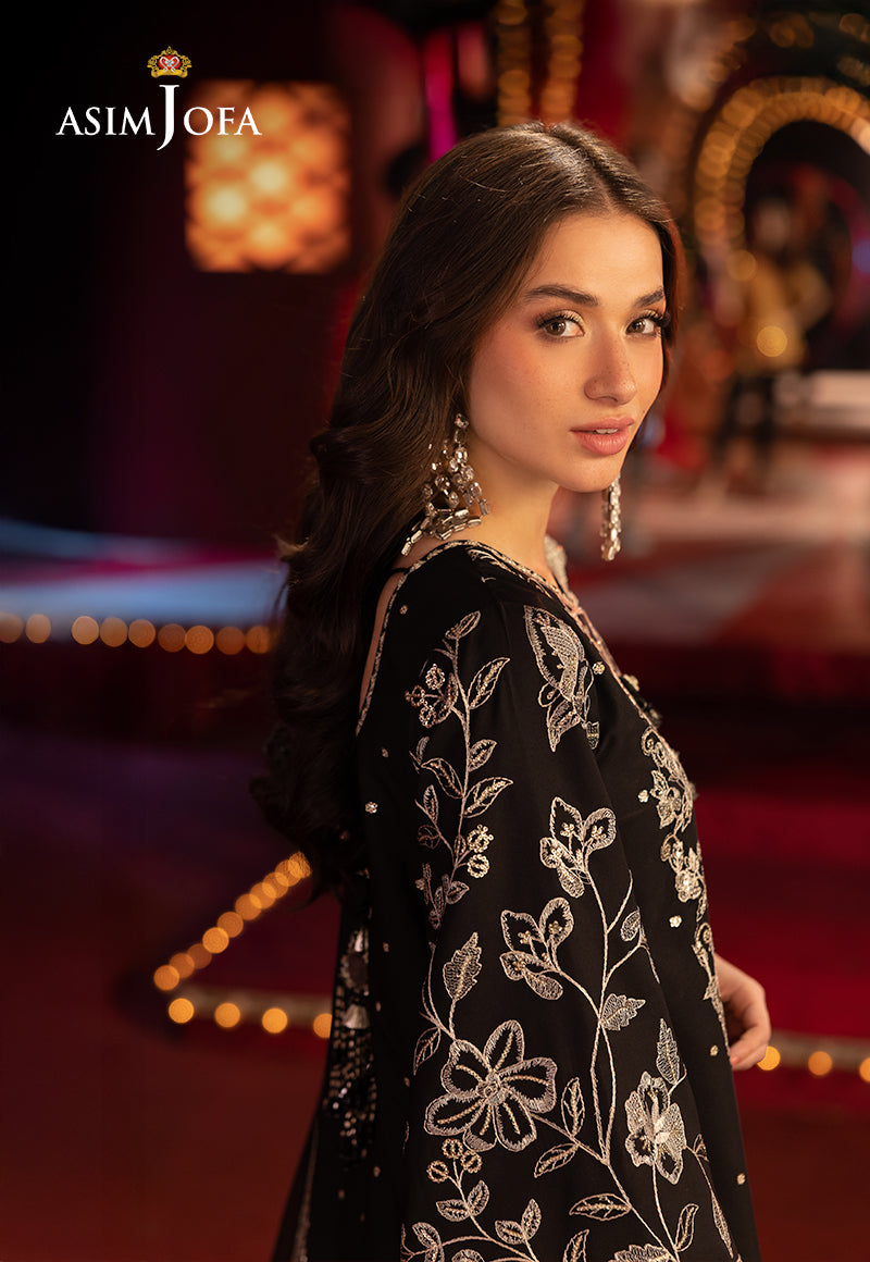 Asim Jofa 3 Piece Custom Stitched Suit - Black - LB30117
