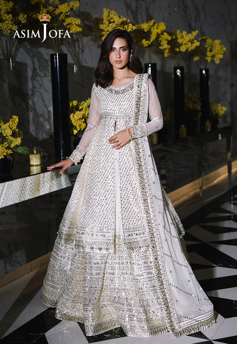 Asim Jofa 3 Piece Custom Stitched Suit - Off-White - LB289176